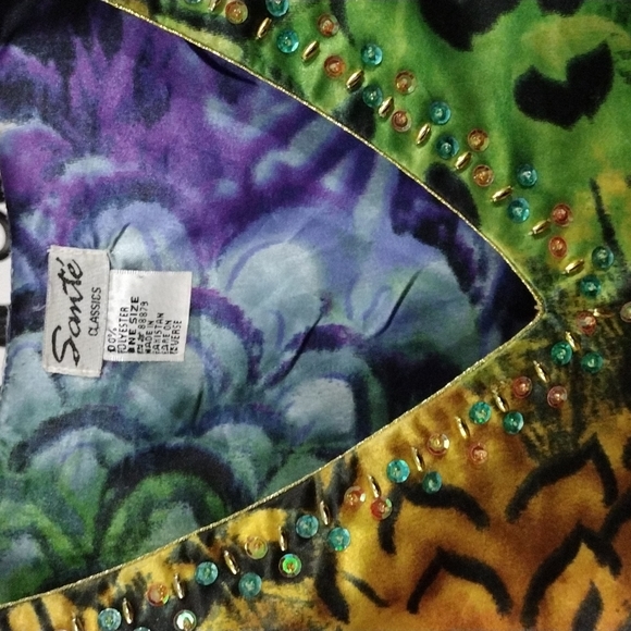 Sante Classics Multi Colored Kaftan with Bead & sequin Embellishments One Size - Picture 2 of 2